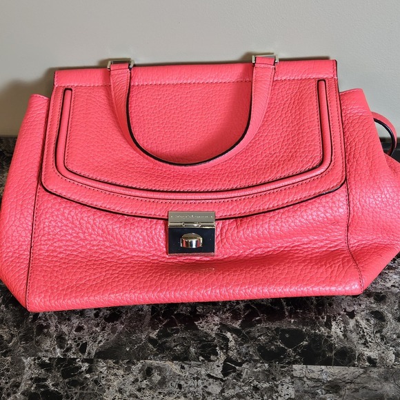 kate spade new york Handbags - Kate Spade New‎ York Neon Coral Pebbled Leather Satchel Turn Lock Crossbody Bag
